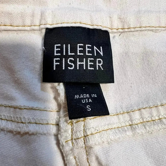 Eileen Fisher Cream Trousers Size Small Pull On Straight Leg Casual Classic - Picture 3 of 7